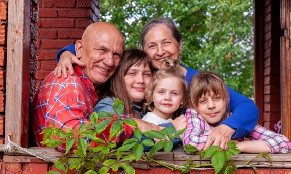 a family posing for a picture